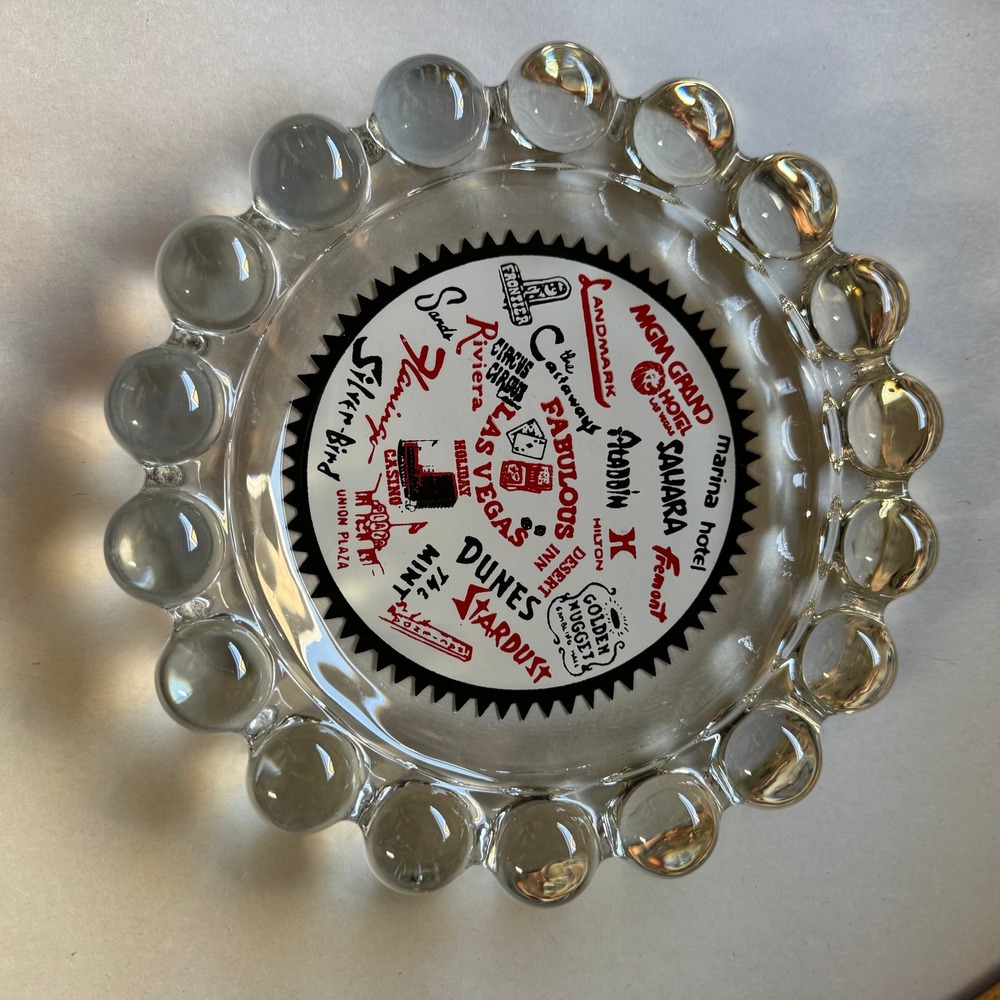 Vintage Fabulous Las Vegas Casino Glass Ashtray Booped Edge Mid Century Modern